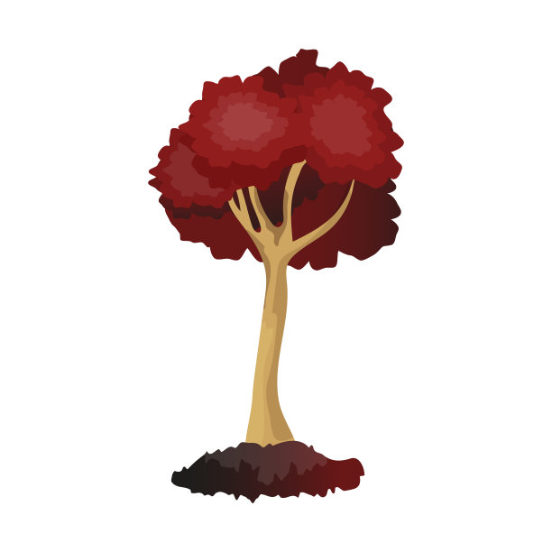 真实的绿色落叶树孤立在白色背景-向量图片下载