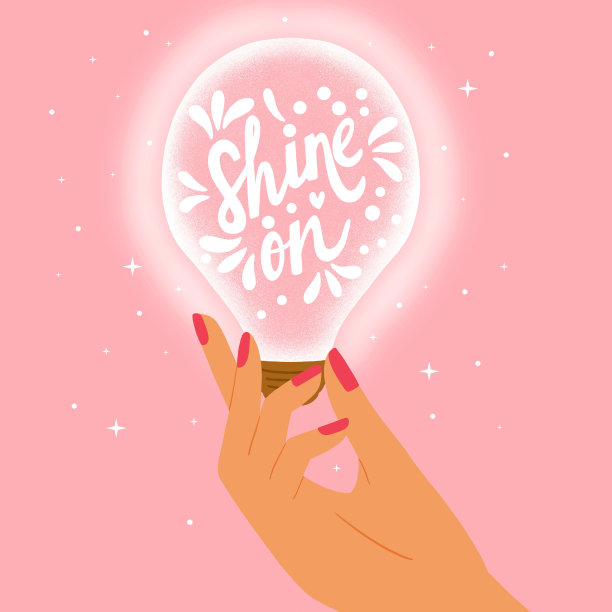 女性的手拿着一个手写的灯泡。照的话。彩色插图。图片下载