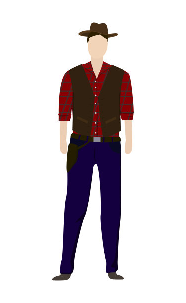穿着牛仔节庆服装的男人 - 矢量图图片下载