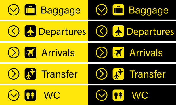 机场标志矢量图标设置。机场登机飞机象形图。图片下载