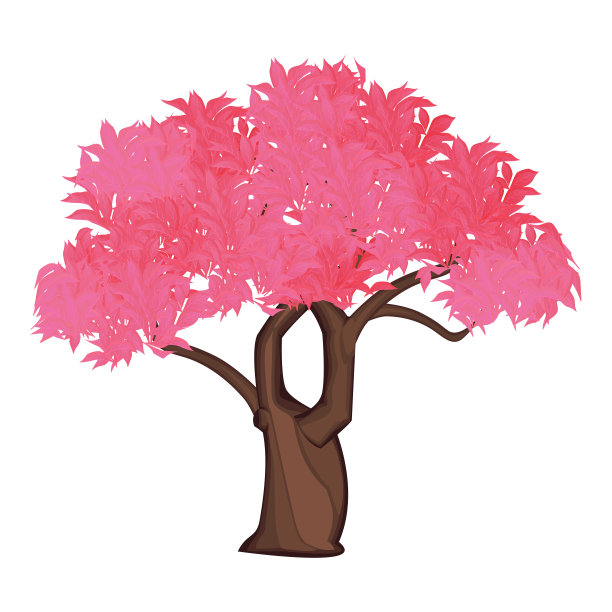 现实的绿色蔓生树孤立在白色背景-向量图片下载