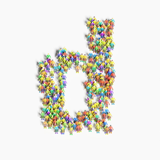 以“D”字排列的人物图形(3D插图)图片下载