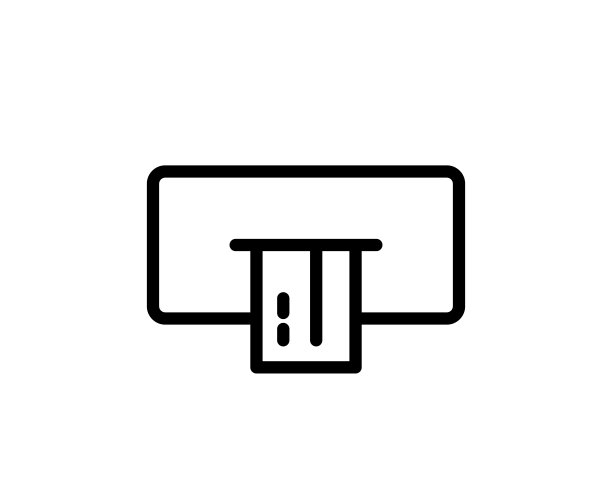 插入信用卡图标。购物的迹象。银行自动取款机的象征。线性轮廓图标上的白色背景。向量图片下载