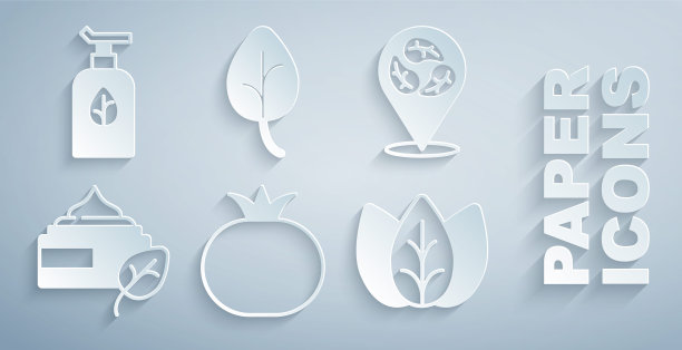 设置西红柿，素食饮食，有机化妆品，叶子或叶子，和图标。向量图片下载