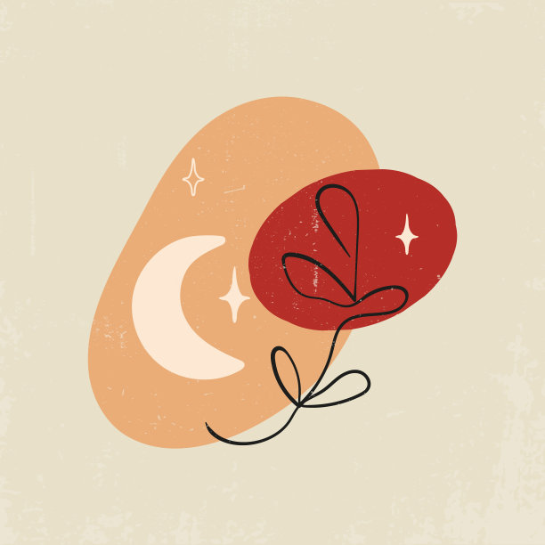 现代纹理插图与抽象形状，中世纪现代墙壁艺术，斯堪的纳维亚风格。广场组成图片下载