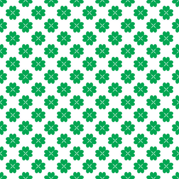 无缝绿色三叶草叶片图案背景图片下载