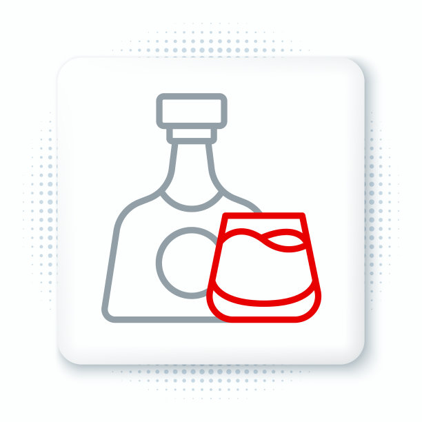 行威士忌酒瓶和玻璃图标孤立上图片下载