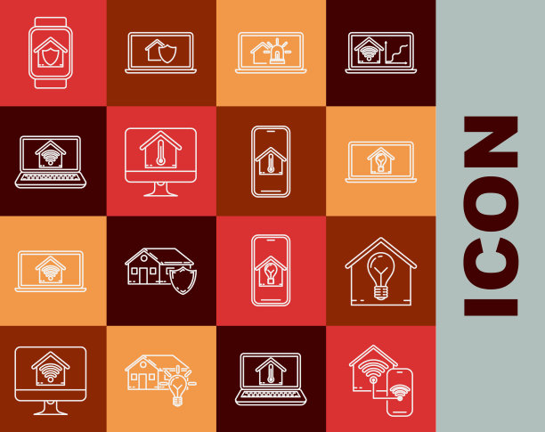 配备wi-fi住宅和灯光的智能家居线图片下载