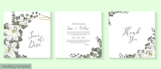 矢量花卉模板的婚礼邀请图片下载