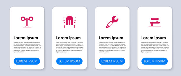 设置候车厅、扳手扳手、闪光警报器和火车红绿灯。业务信息模板。向量图片下载