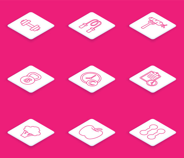 放哑铃、跳绳、叉子上的胡萝卜图片下载