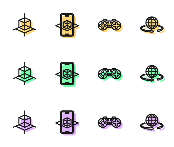 设置线手柄，3d建模和图标。向量图片下载