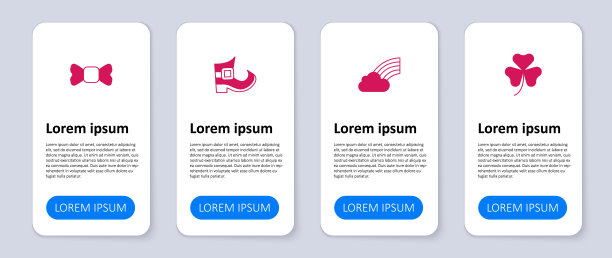 三叶草，彩虹配云，小妖精靴子配蝴蝶结。业务信息模板。向量图片下载