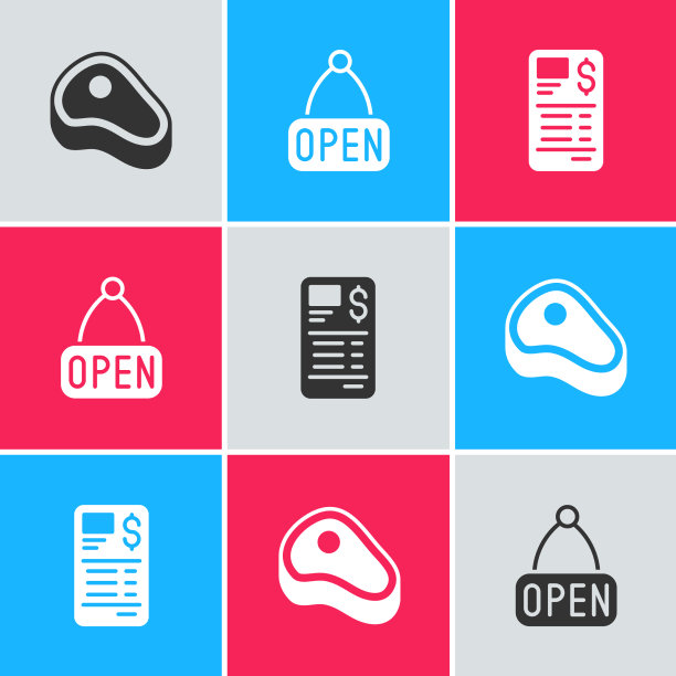 用打开的纸放置牛排挂牌图片下载