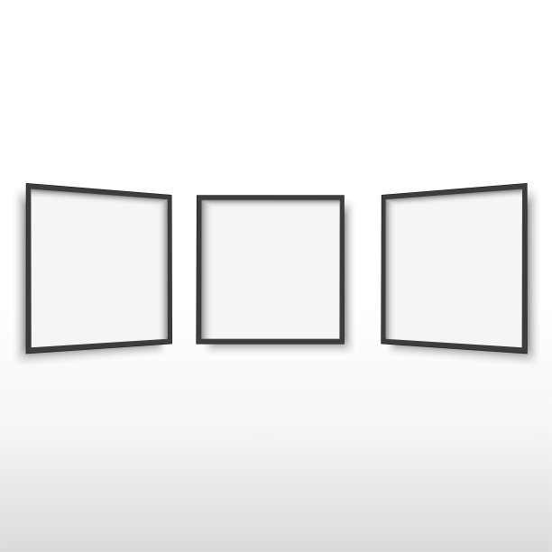 墙上有三个空的相框。向量图片下载