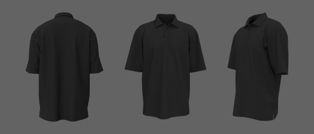 超大领衬衫模型，正面，侧面和背面视图，t恤设计演示打印，3d渲染，3d插图图片下载