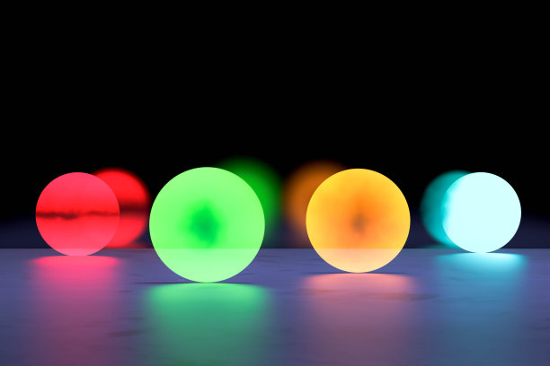 发光的彩色圆圈。五颜六色的霓虹灯气球。3 d演示。霓虹灯背光设计。抽象的霓虹灯。图片下载