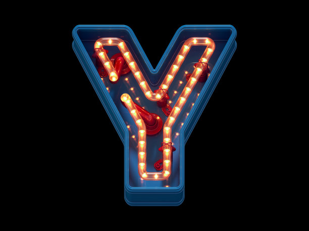 Led点霓虹灯字体。字母Y图片下载