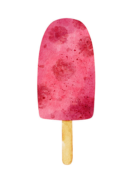 水彩树莓冰棒孤立在白色背景上。图片下载
