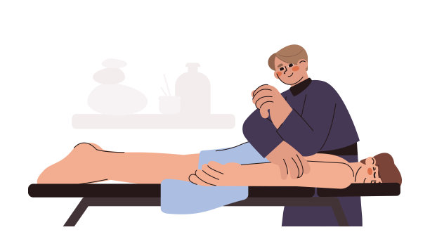 平脊按摩病人，治疗下背部疼痛图片下载