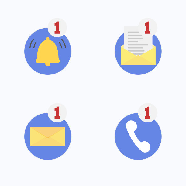 通知图标收集移动应用程序，信息，电话和计数器图片下载