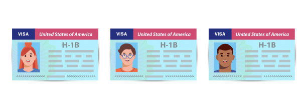H1b签证用于临时雇佣从事特殊职业的外国工人。移民文件。矢量模板插图在护照。图片下载