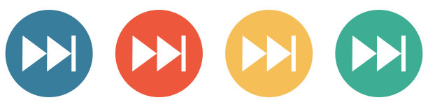 彩色横幅与4按钮:前进或下一步图片下载