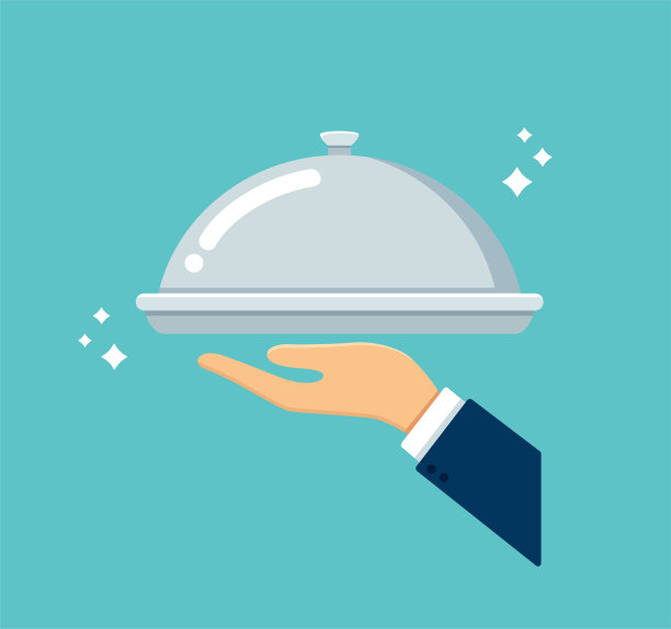 服务员用钟形。食品服务向量图片下载