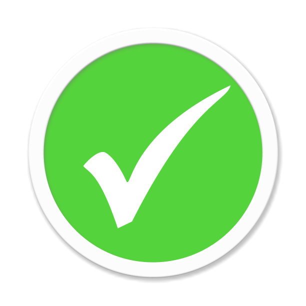 在白色框架的绿色按钮上打勾图片下载