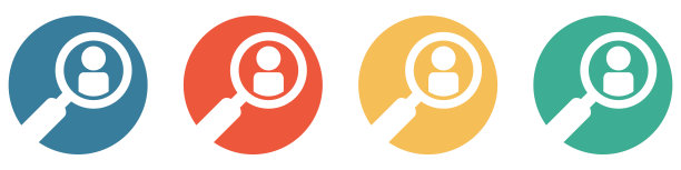 4个按钮的彩色横幅:搜索用户，朋友或工作人员图片下载