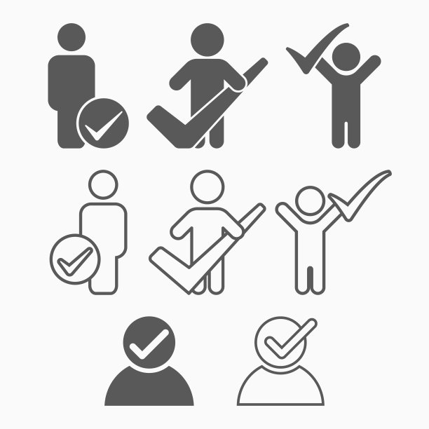 人们打勾，人们打叉矢量，图标集插图图片下载