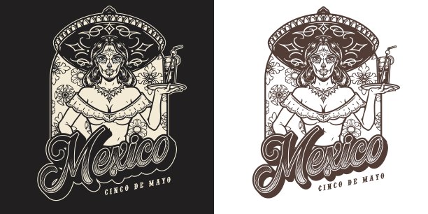 涂了面标的服务员图片下载