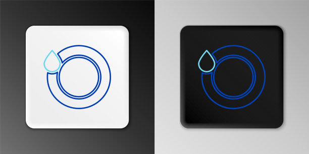 线洗盘子图标孤立在灰色背景上。板和海绵。清洗盘子图标。洗碗机的迹象。清洁餐具的迹象。色彩斑斓的轮廓的概念。向量图片下载