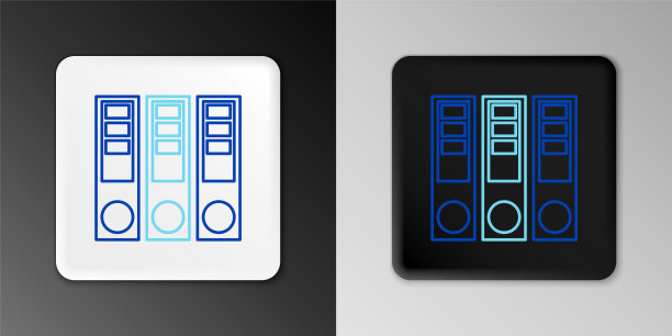 线办公室文件夹与文件和文件图标孤立在灰色背景上。办公室的绑定。档案文件夹的迹象。色彩斑斓的轮廓的概念。向量图片下载