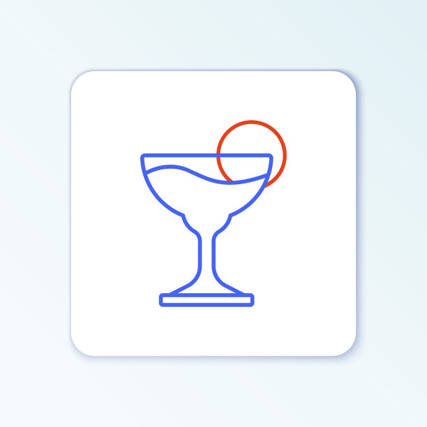 线条玛格丽塔鸡尾酒杯与石灰图标孤立在白色背景。色彩斑斓的轮廓的概念。向量图片下载