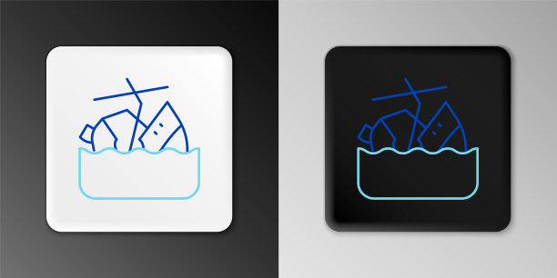 在灰色背景上孤立的沉船游轮图标。旅游旅游航海运输。航行客轮，邮轮。色彩斑斓的轮廓的概念。向量图片下载