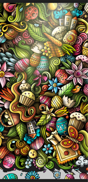 卡通涂鸦复活节快乐横幅图片下载