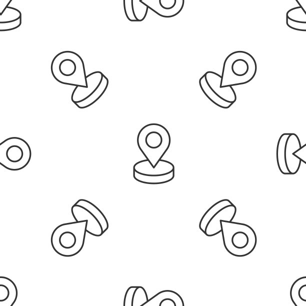 灰线地图针图标孤立无缝模式上的白色背景。导航，指针，位置，地图，gps，方向，地点，指南针，搜索概念。向量图片下载