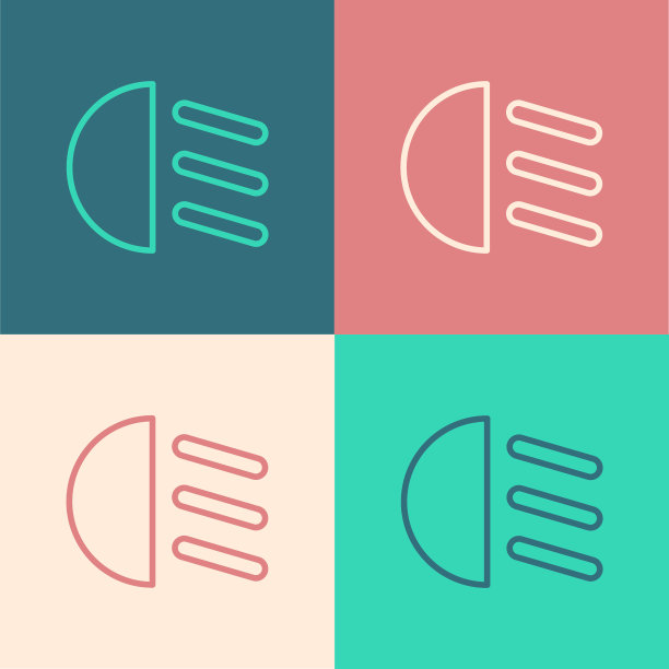 波普艺术线远光灯图标孤立的颜色背景。汽车大灯。向量图片下载