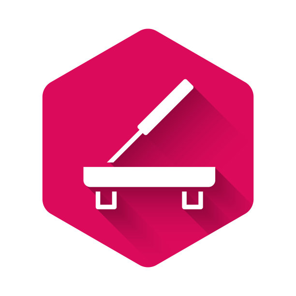 白色香味水疗棒在一个木架图标孤立与长影子。的香。整容手术芳香疗法。粉红色的六角按钮。向量图片下载