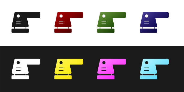 设置电动砂光机图标孤立在黑白背景上。轨道砂光机。用于地板和木板的砂纸打磨。向量图片下载