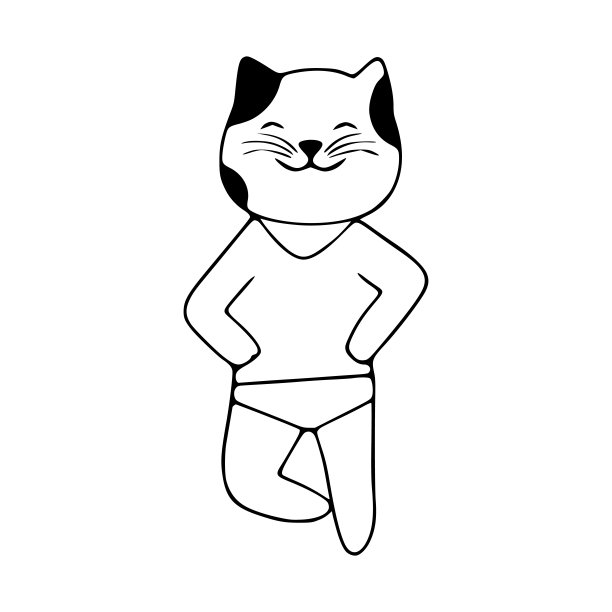 有趣的猫涂鸦图标。可爱的宠物矢量艺术在白色背景。图片下载