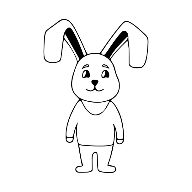 可爱的兔子涂鸦图标。可爱的宠物矢量艺术在白色背景。图片下载