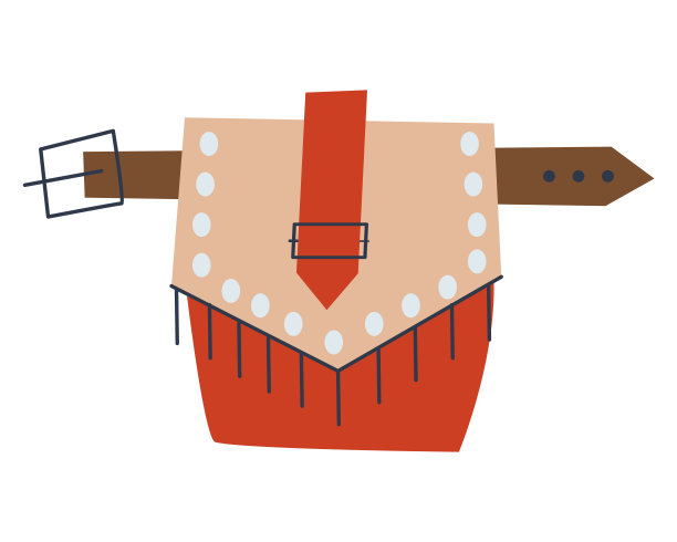 小腰包。复古风格皮革与流苏和铆钉。平面向量插图。图片下载