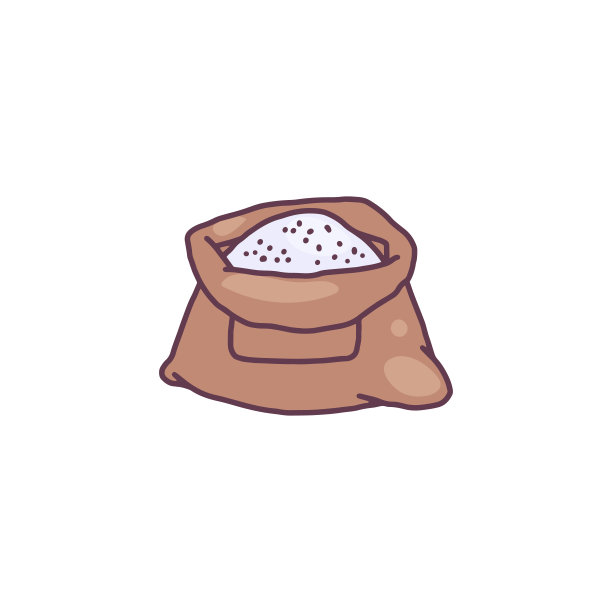 布袋面粉或糖，涂鸦矢量插图孤立在白色背景。图片下载