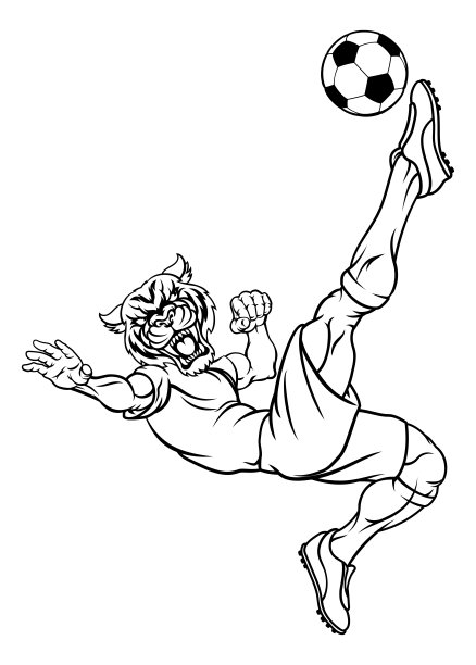 老虎足球足球运动员动物体育吉祥物图片下载