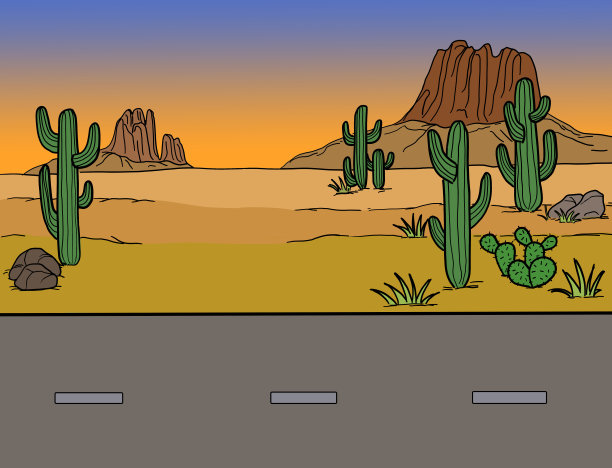 亚利桑那沙漠仙人掌公路高速公路景观图片下载