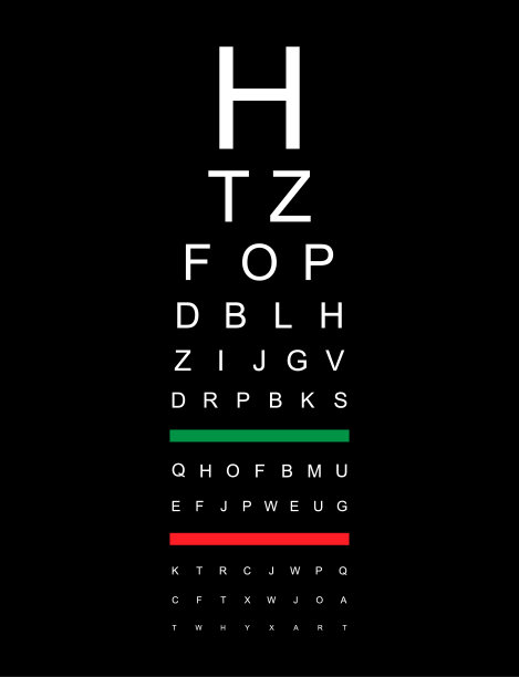 测试视觉测量图标，光学图表字母符号，验光师焦点矢量插图图片下载