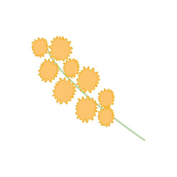 含羞草枝条，盛开的花朵，复古风格。国际妇女节贺卡元素。3月8日的矢量插图。图片下载