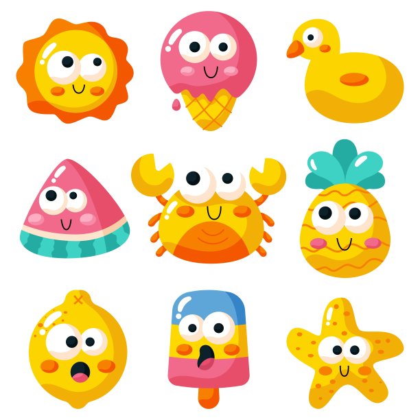 你好，夏天孤立的白色背景图标。矢量插图。图片下载